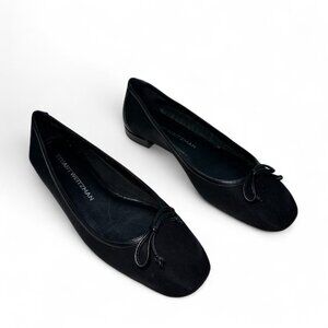 STUART WEITZMAN Arabella Bow-Detailed Mesh Ballet Flats, Black, Size US 8